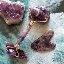 Load image into Gallery viewer, Amethyst Face Roller &amp; Gua Sha Set – Calm &amp; Restore
